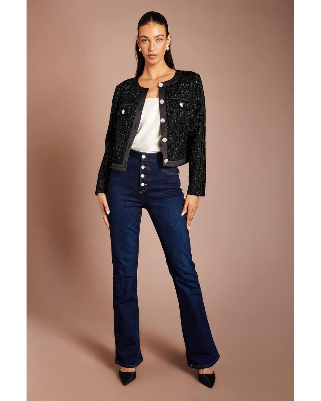 Coast Blue Textured Button Detail Jacket