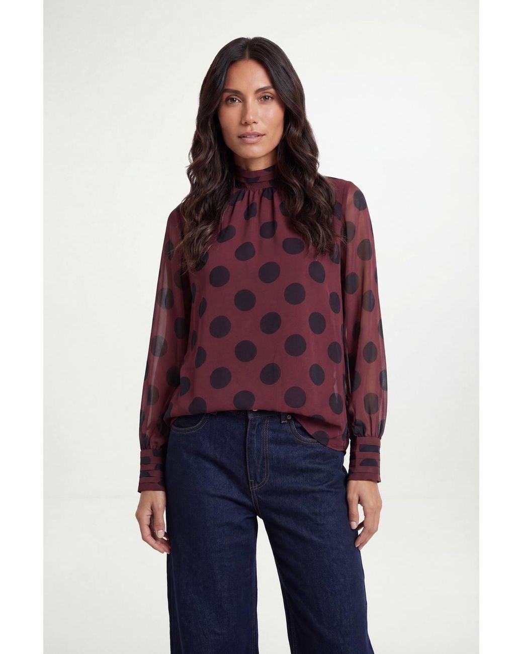 Wallis Red Spot Pleat Detail Blouse