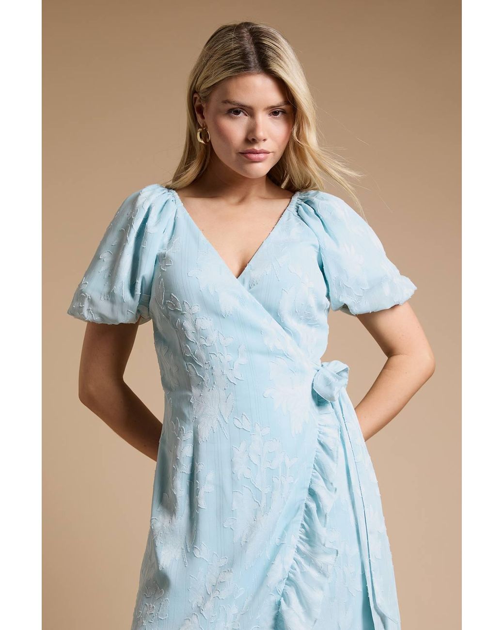 Dorothy Perkins Blue Dp Luxe Ruffle Wrap Midi Dress