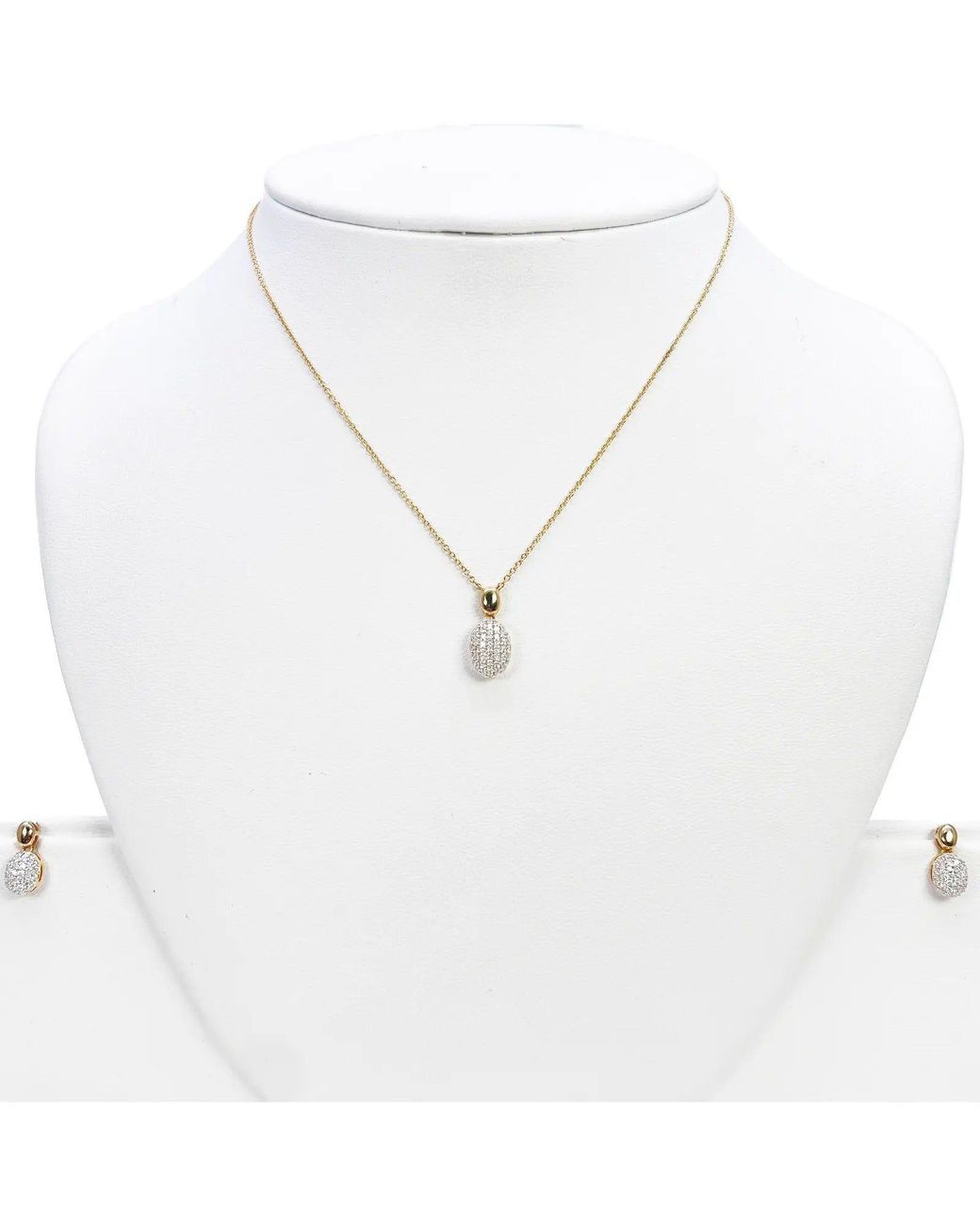 Raina Jewels Metallic 18Ct Diamond Oval Necklace Stud Earrings Matching Set 0.53Ct