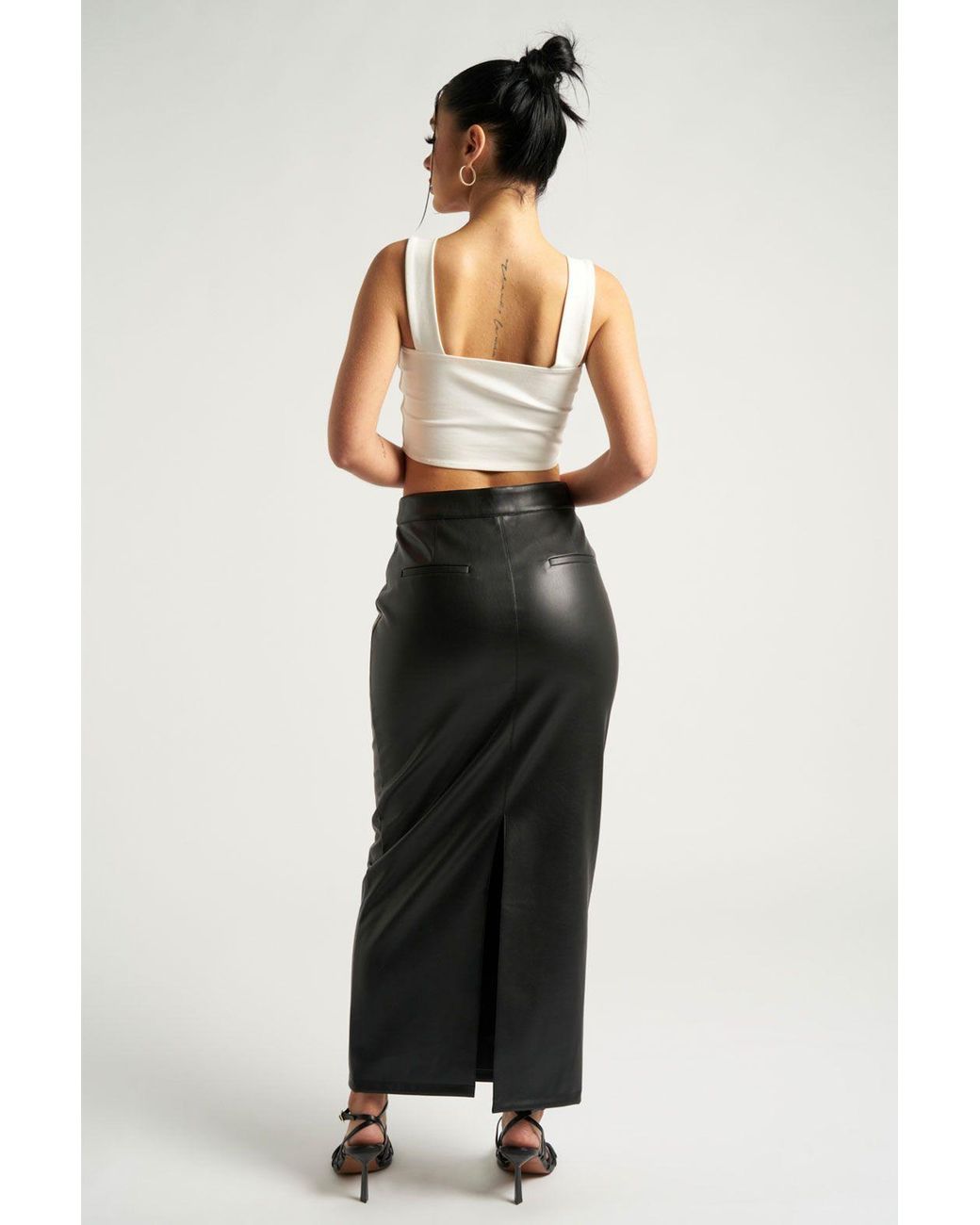 Urban Bliss Black Pu Column Maxi Skirt