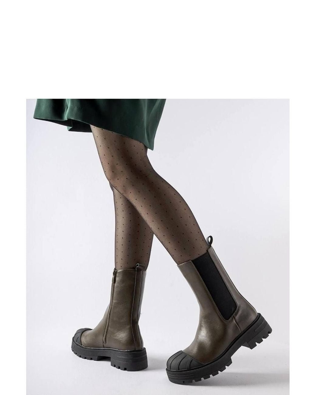 KDMD Green Trapper Insulated Sable Boots With Side Zipper & Warm Lining