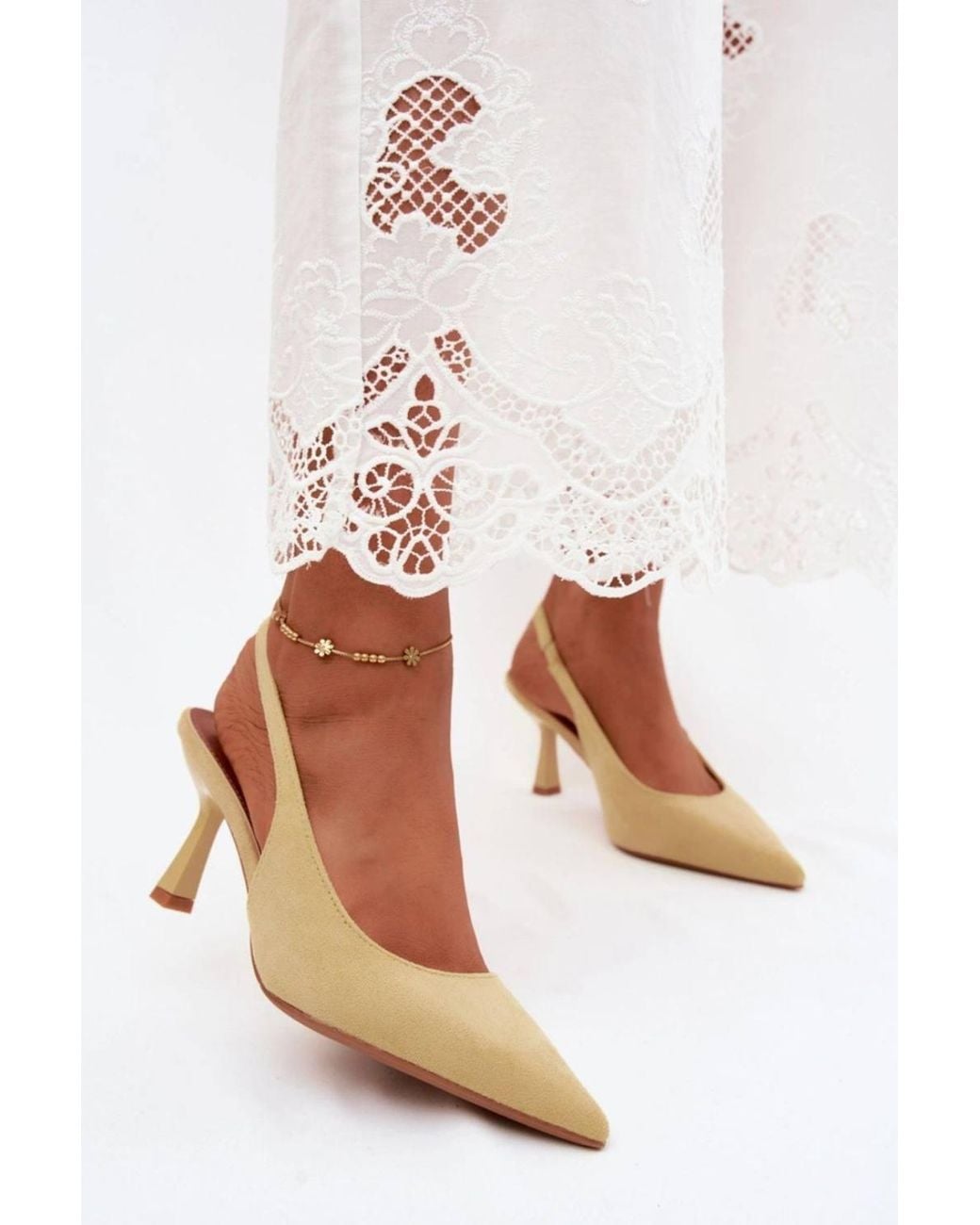 Love Lace Gray Everyday Pointed Toe Suede Heeled Sandals