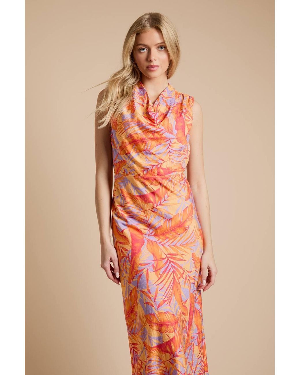 Dorothy Perkins Pink Cowl Neck Sleeveless Midi Dress