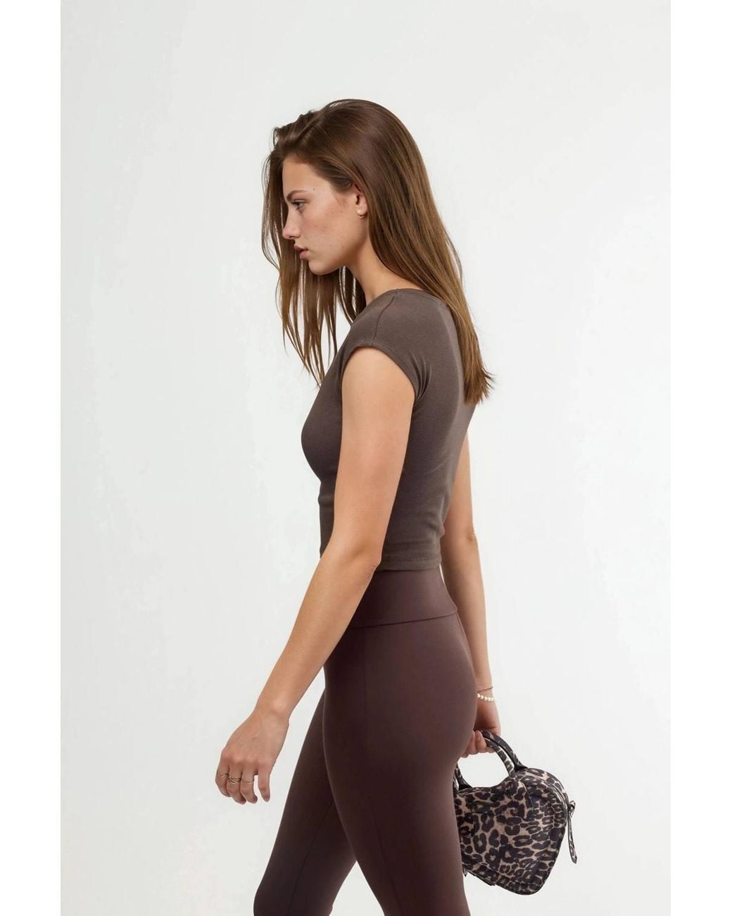 Busem Brown Cropped Modal Cotton Blend Sleeveless Top