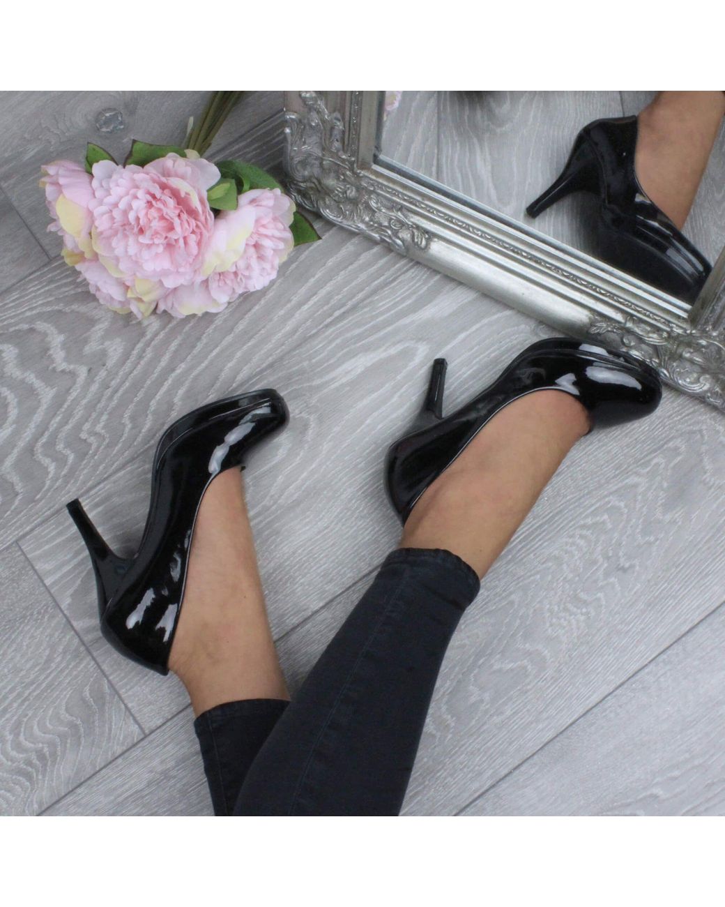 AJVANI Black High Heel Court Shoes