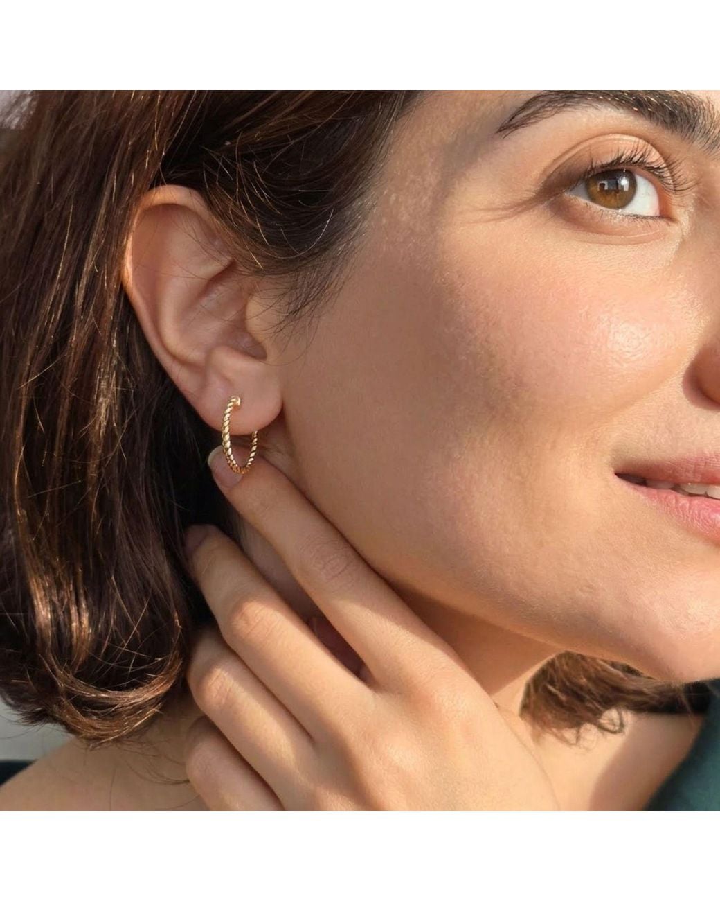Harfi Metallic Plated Thin Twisted Rope Hoop Earrings