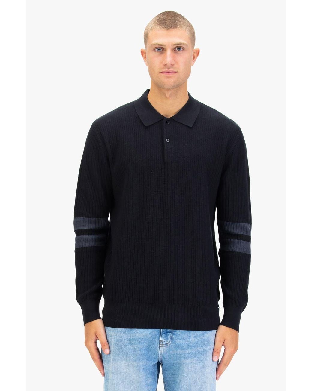 Luke 1977 Blue Dawlish Knitted Polo for men