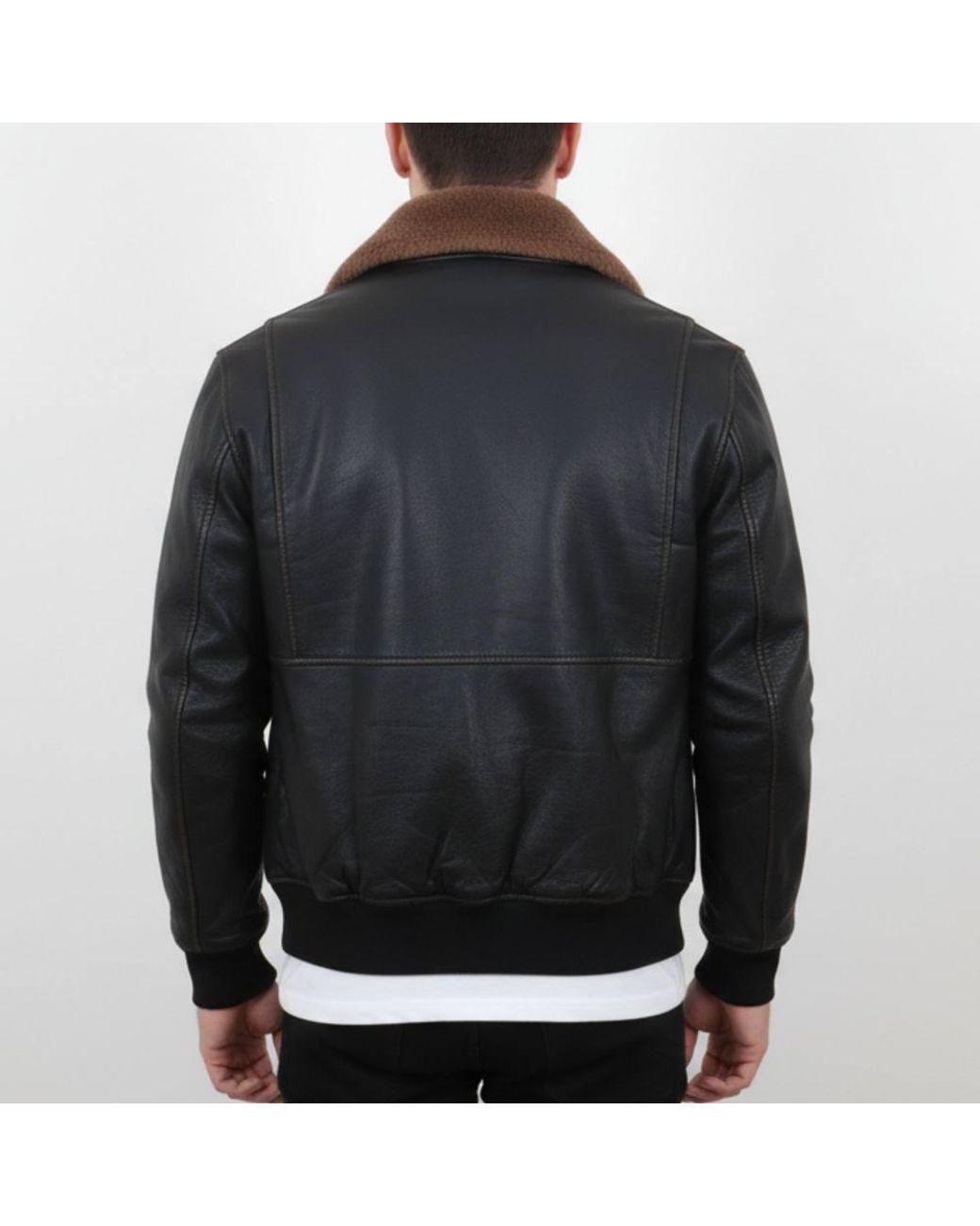 TruClothing Black La Varsity Leather Sleeves Wool Body Bomber Jacket for men