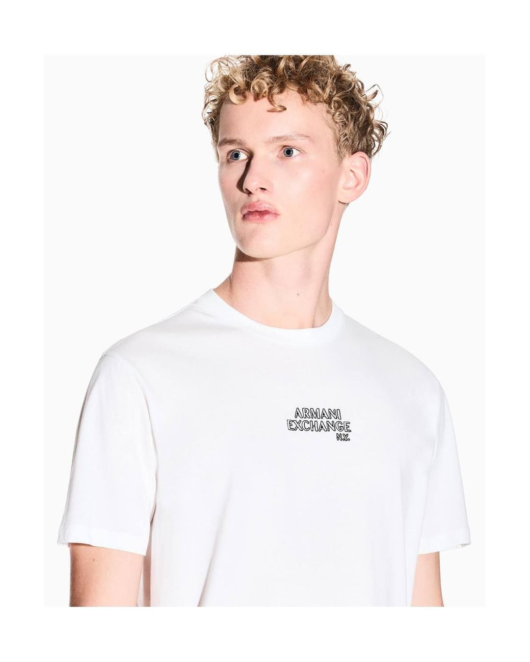 ARMANI EXCHANGE White Logo Slim T-Shirt for men