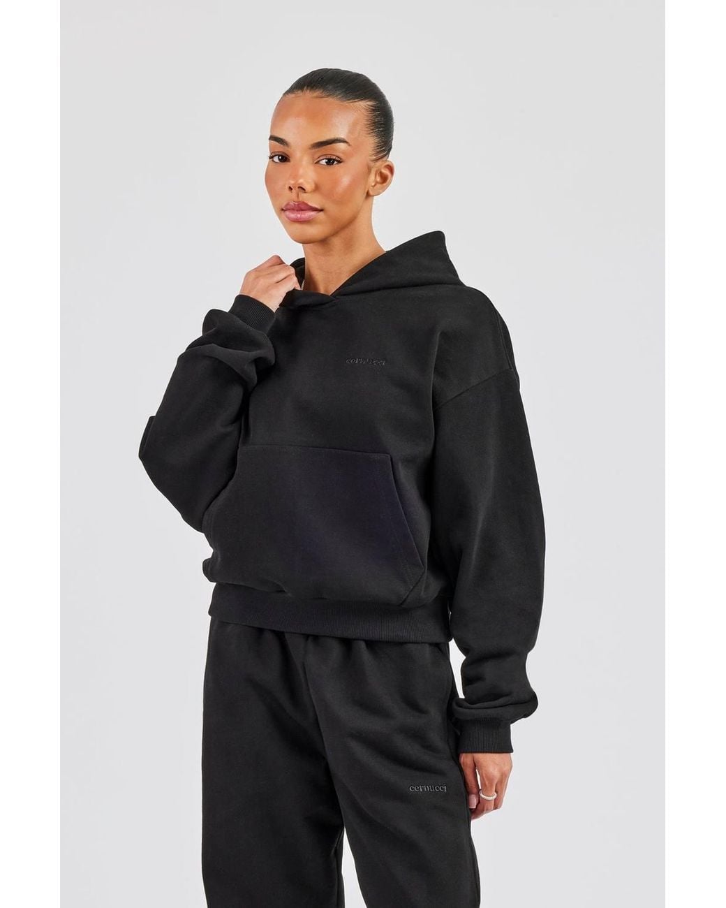 CERNUCCI Black Bubble Boxy Hoodie
