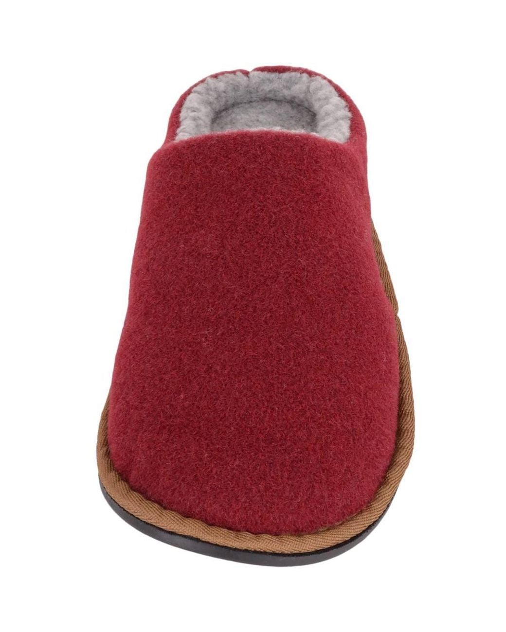 Absolute Footwear Red Easy Slip On Fleece Lined Winter Mule Slippers With Hard Sole for men