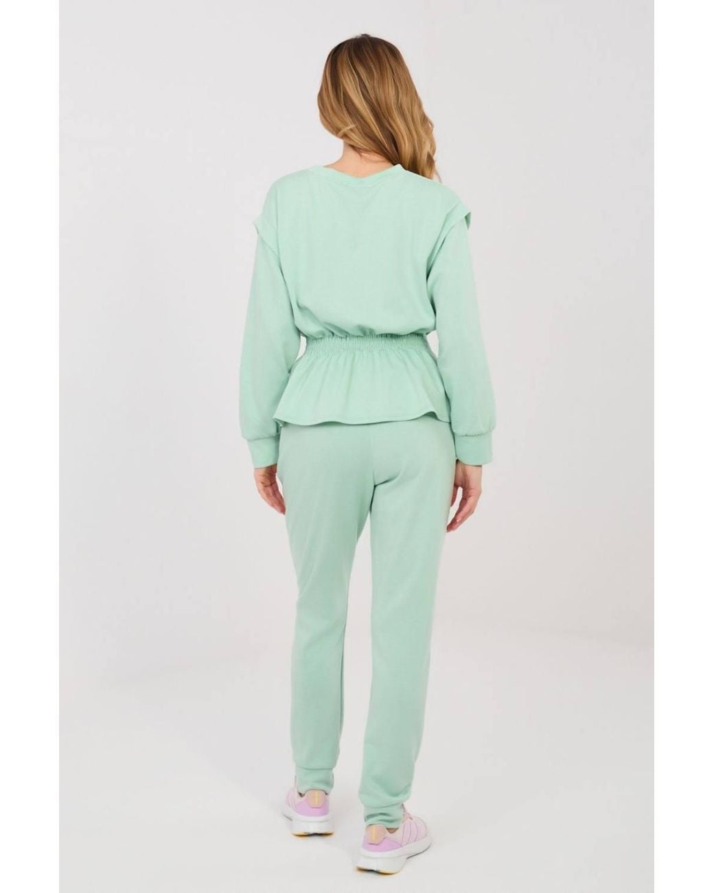 Love Lace Green Viscose High Waisted Sweatshirt Tracksuit With Pockets