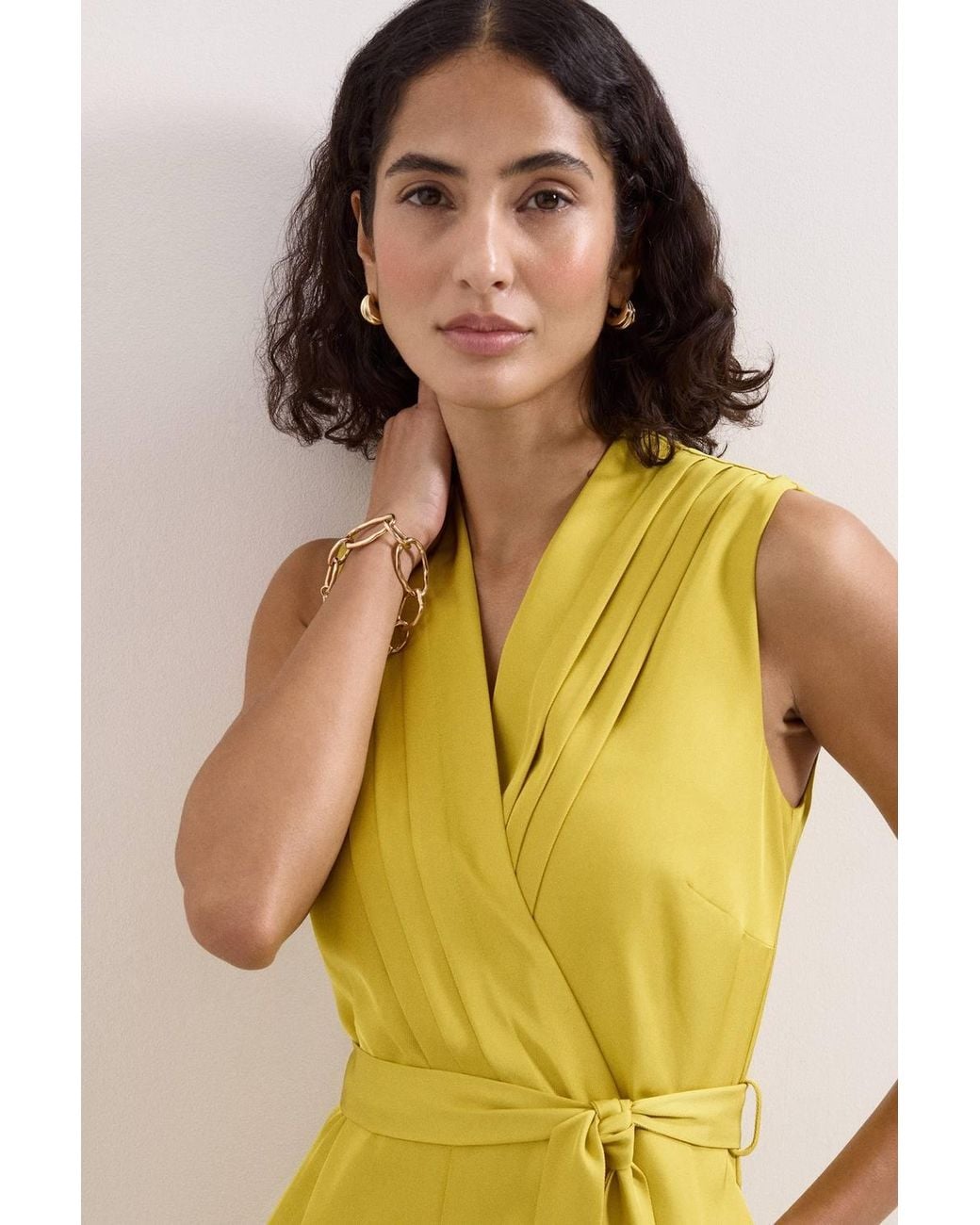 Phase Eight Yellow Taylor High-Waist Wrap Jumpsuit