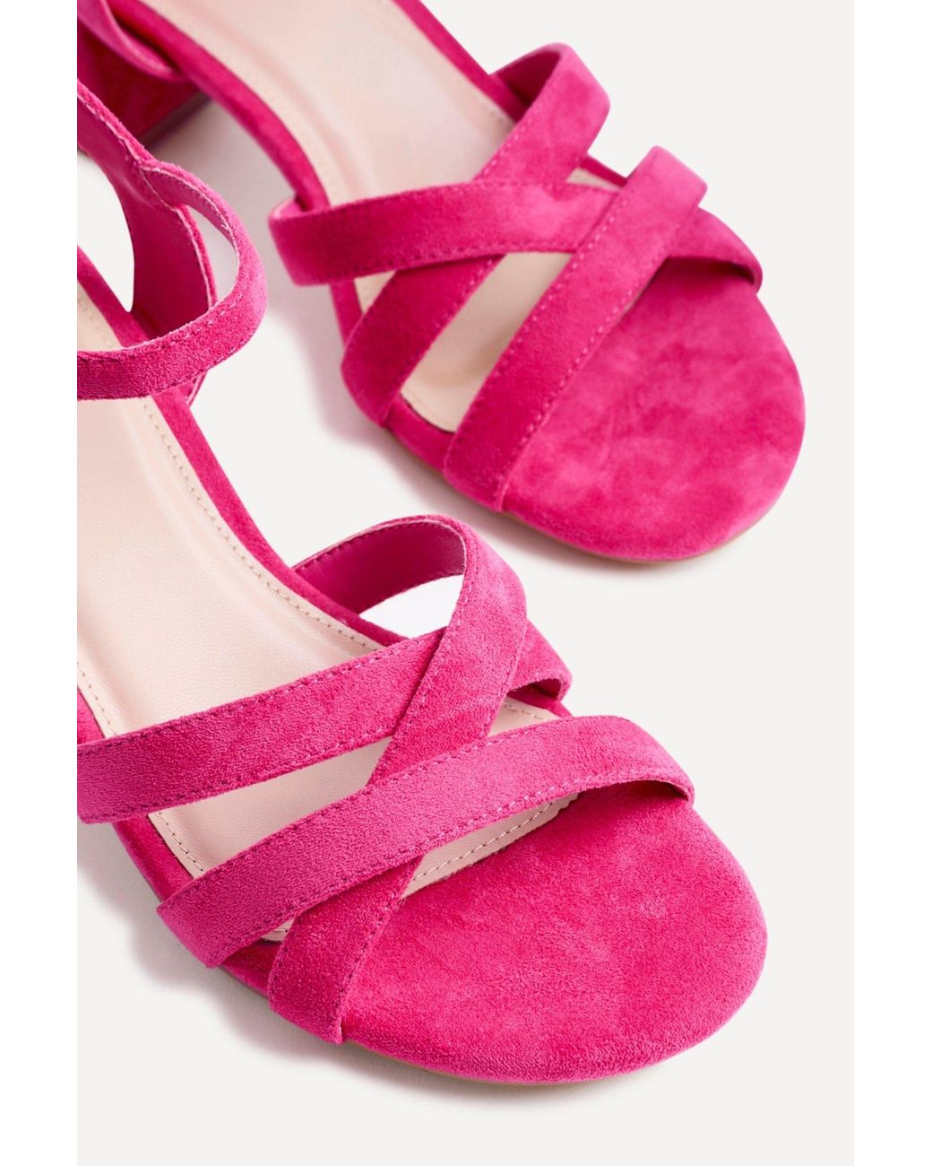 Linzi Pink Flair Fuchsia Faux Suede Crossover Heeled Sandals