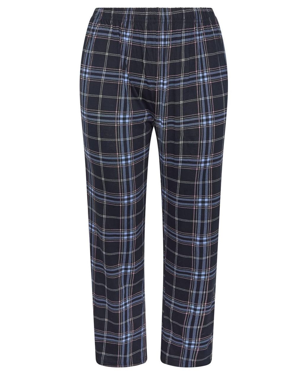 Yours Blue Check Wide Leg Cotton Pyjama Bottoms
