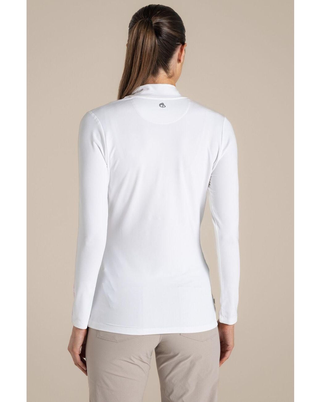 Craghoppers White Nosilife Insect-Repellent Long Sleeved Golf Mock Neck Top