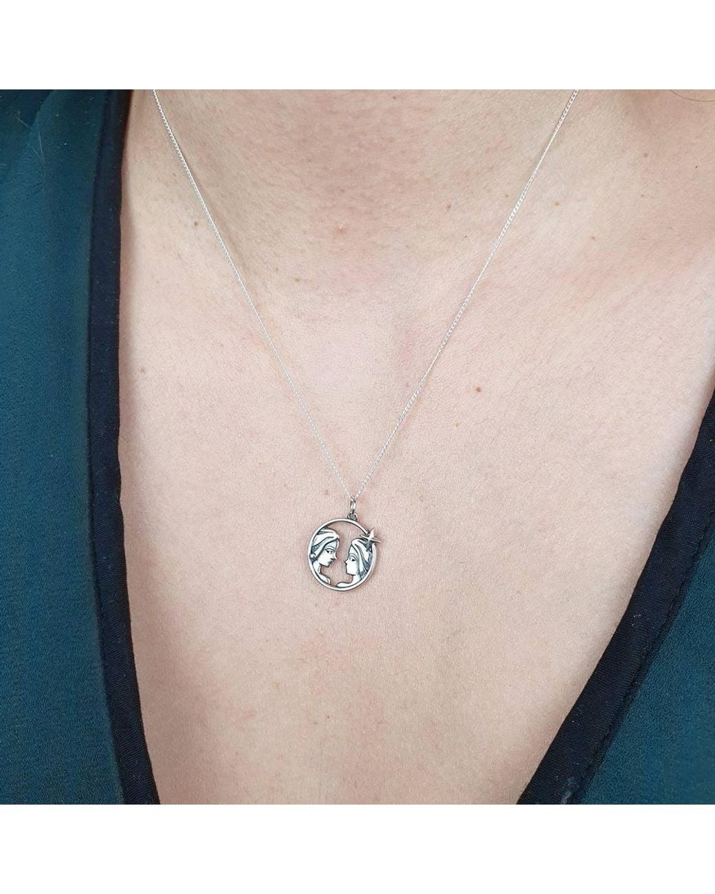Harfi Metallic Gemini Zodiac Horoscope Charm Sterling Necklace