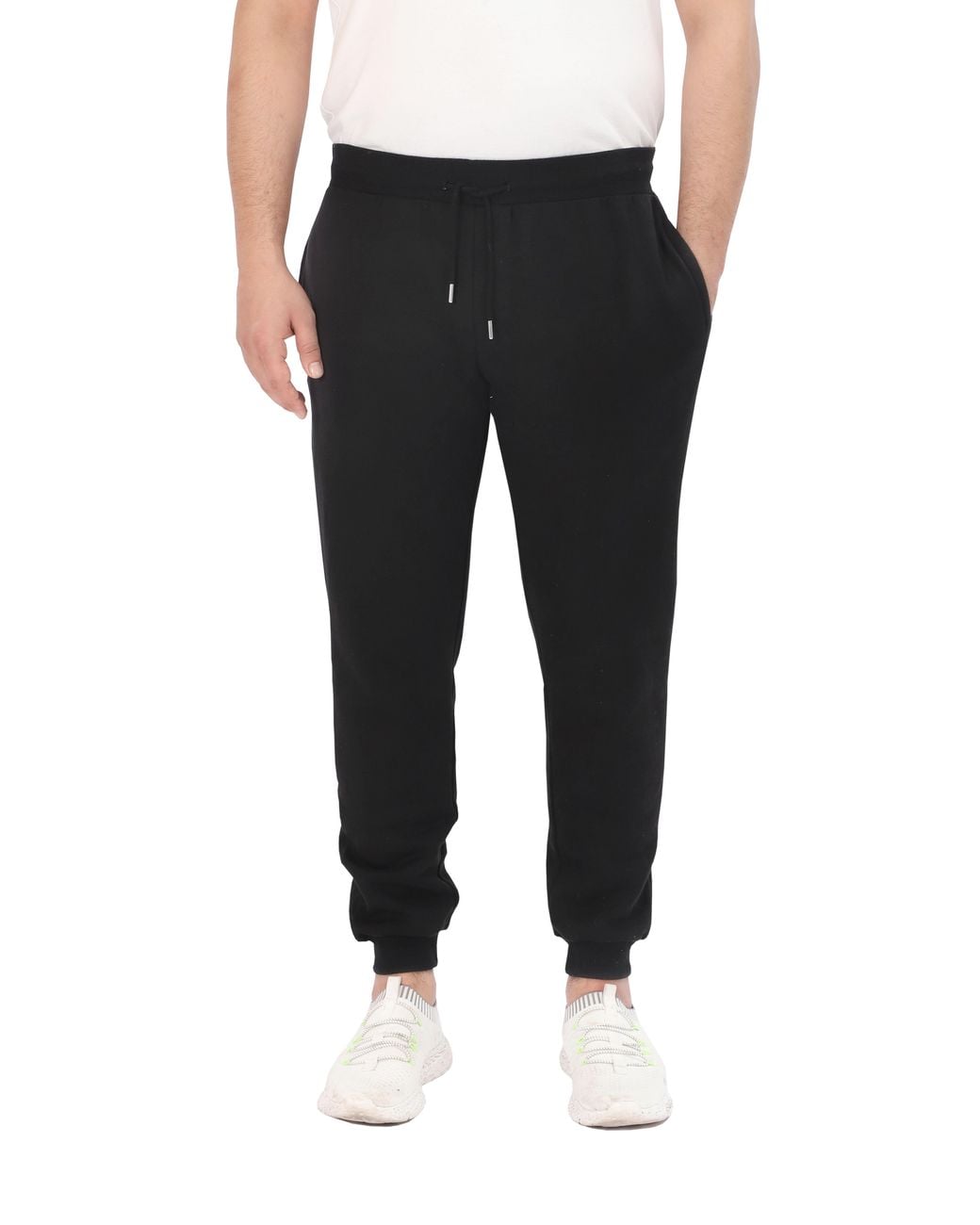 Smart Living Black Slim Leg Jogging Bottoms With Cuffed Hem & Pockets for men