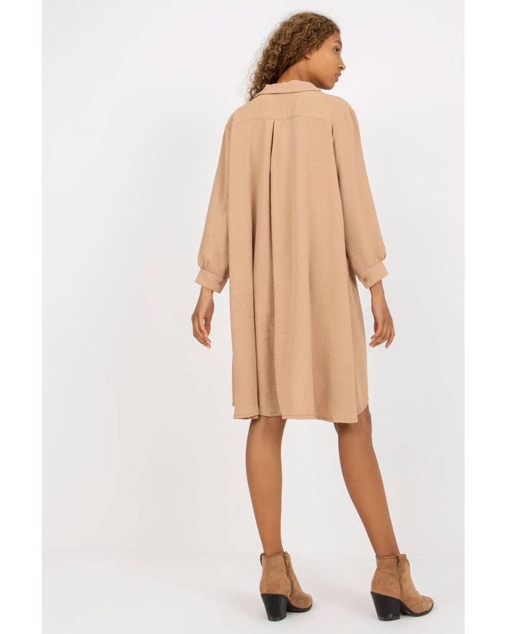 Love Lace Natural Everyday Asymmetric Long Sleeve Shirt Dress