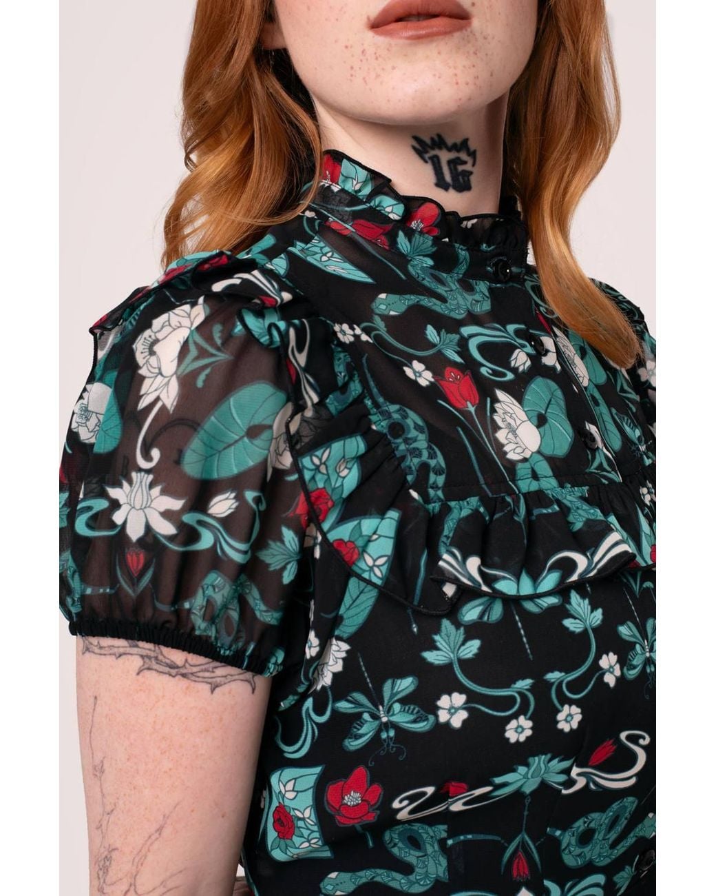Hell Bunny Black Danica Semi Fitted Blouse