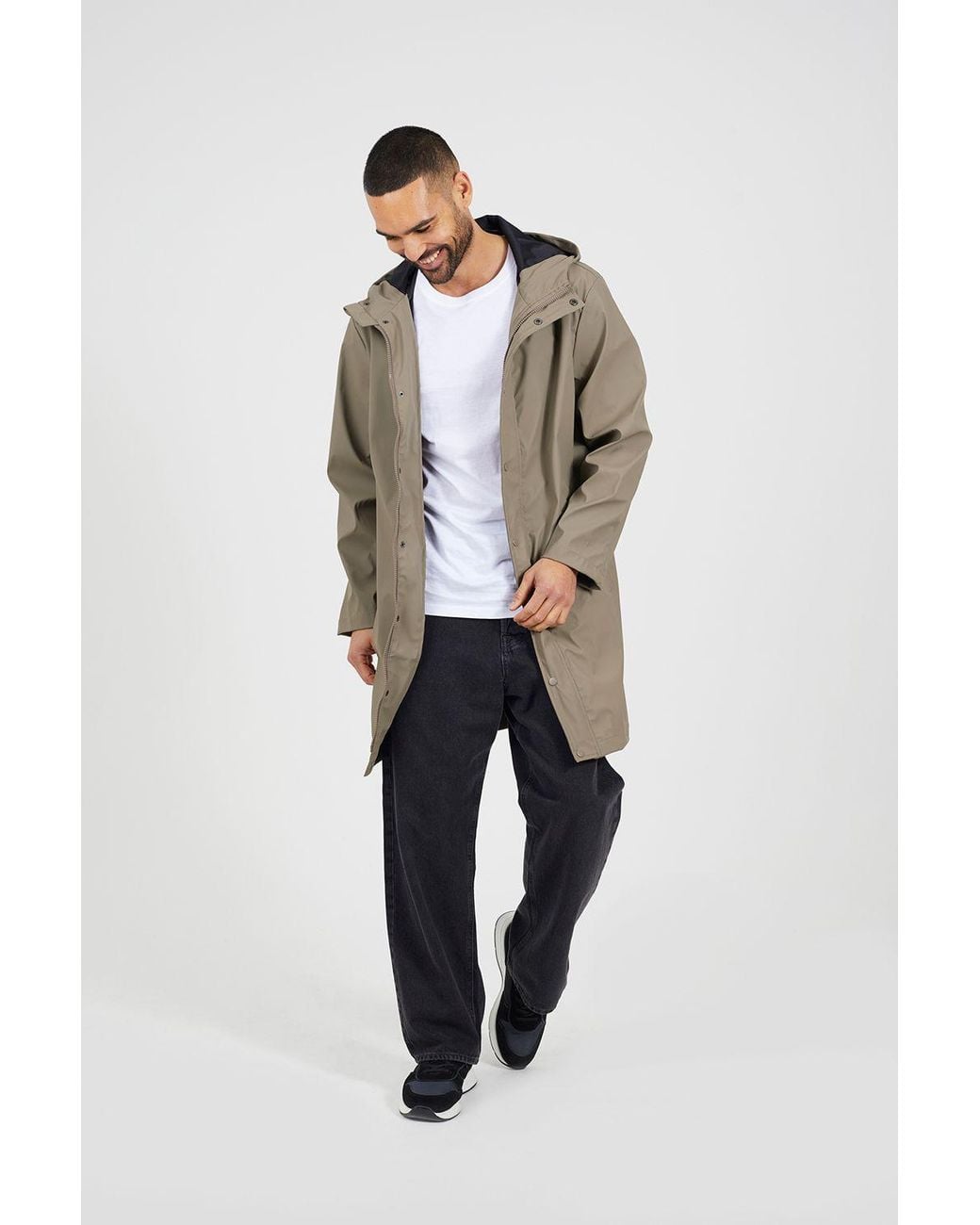 Brave Soul Natural Rubberised Hooded Parka Style Jacket for men