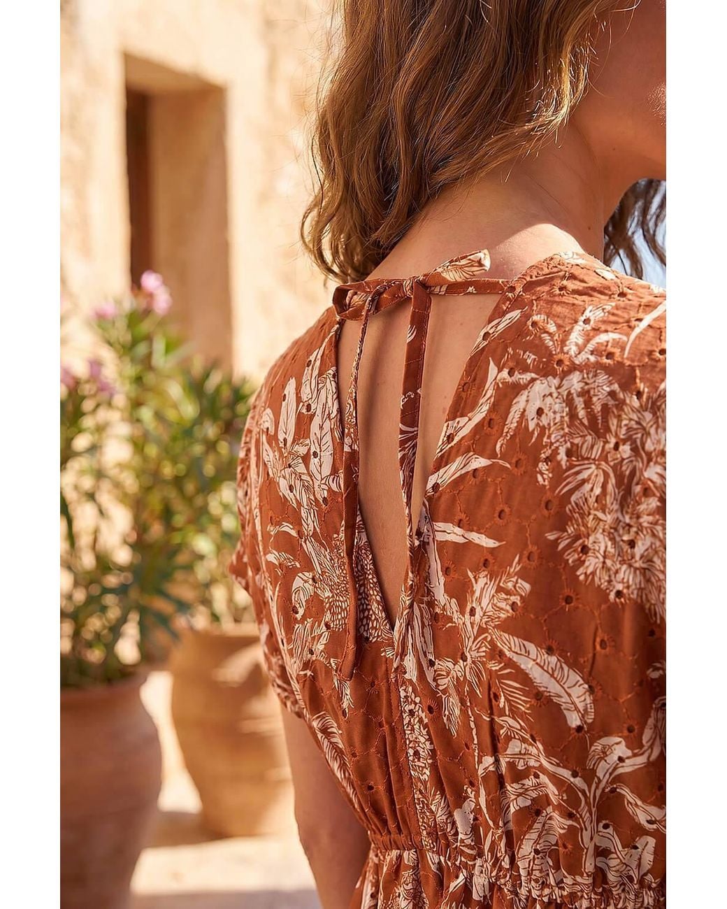 Roman Orange Petite Boho Broderie Dress