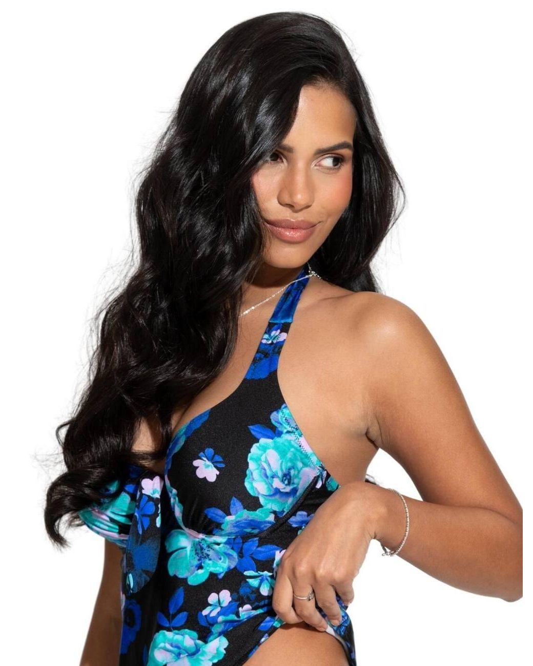 Pour Moi Blue Portofino Halter Tankini Top