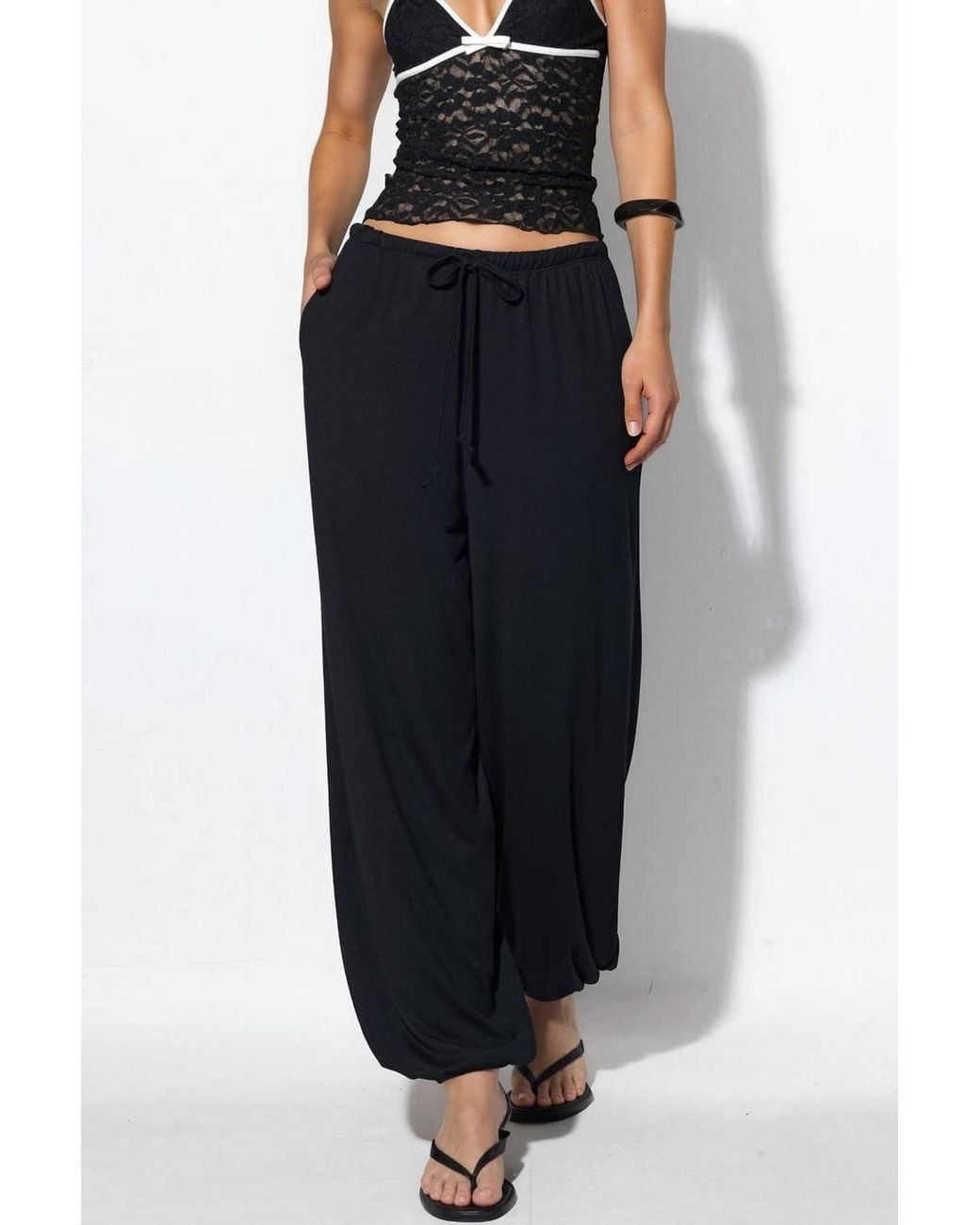 Busem Black Long Elastic Waist Jogger Pants