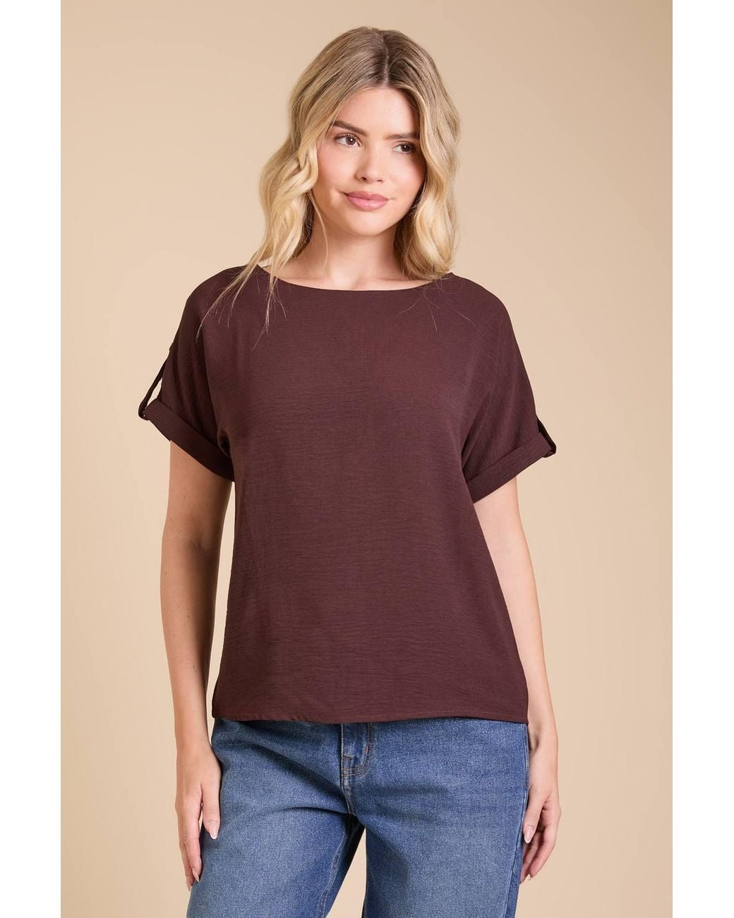 Dorothy Perkins Purple Roll Sleeve Blouse