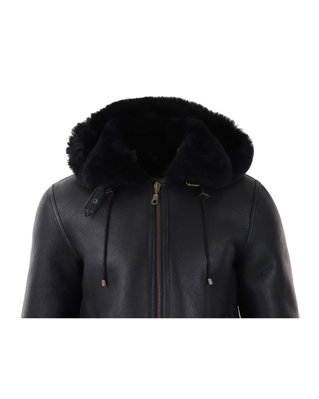 TruClothing Black Sherling Sheepskin Hood Jacket Aviator for men