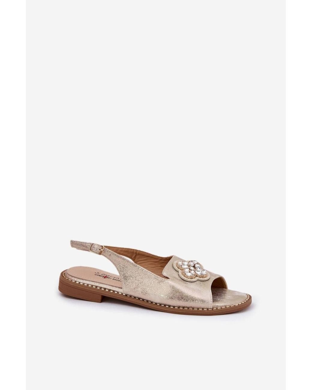 Love Lace Pink Flat Heel Buckle Sandals With Natural Insole Comfort