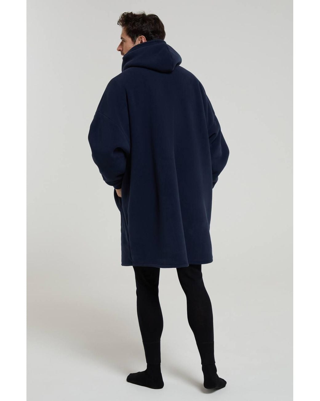 Mountain Warehouse Blue 'Snug' Kangaroo Pocket Warm Borg Lined Soft Fleece Hooded Blanket for men