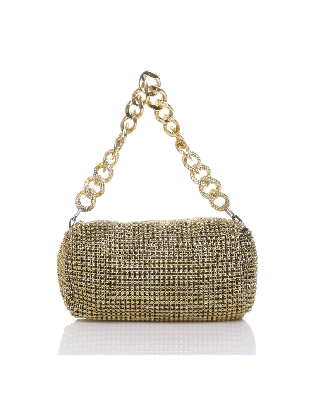 AJVANI Metallic Sparkly Baguette Barrel Clutch Bag