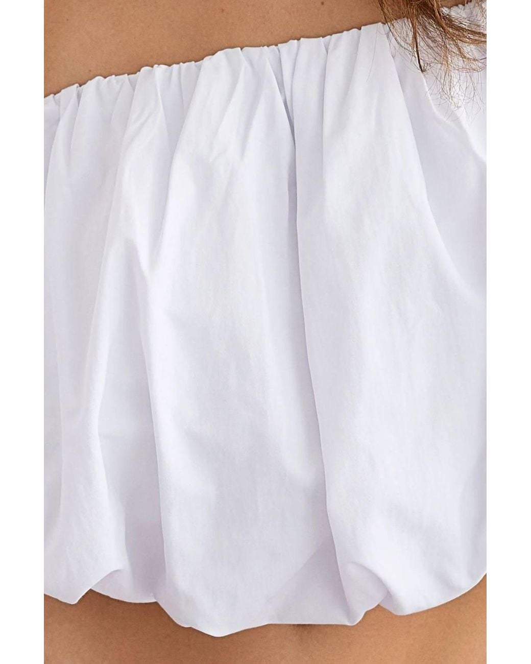 Hiccup White Cropped Balloon Sleeve Top