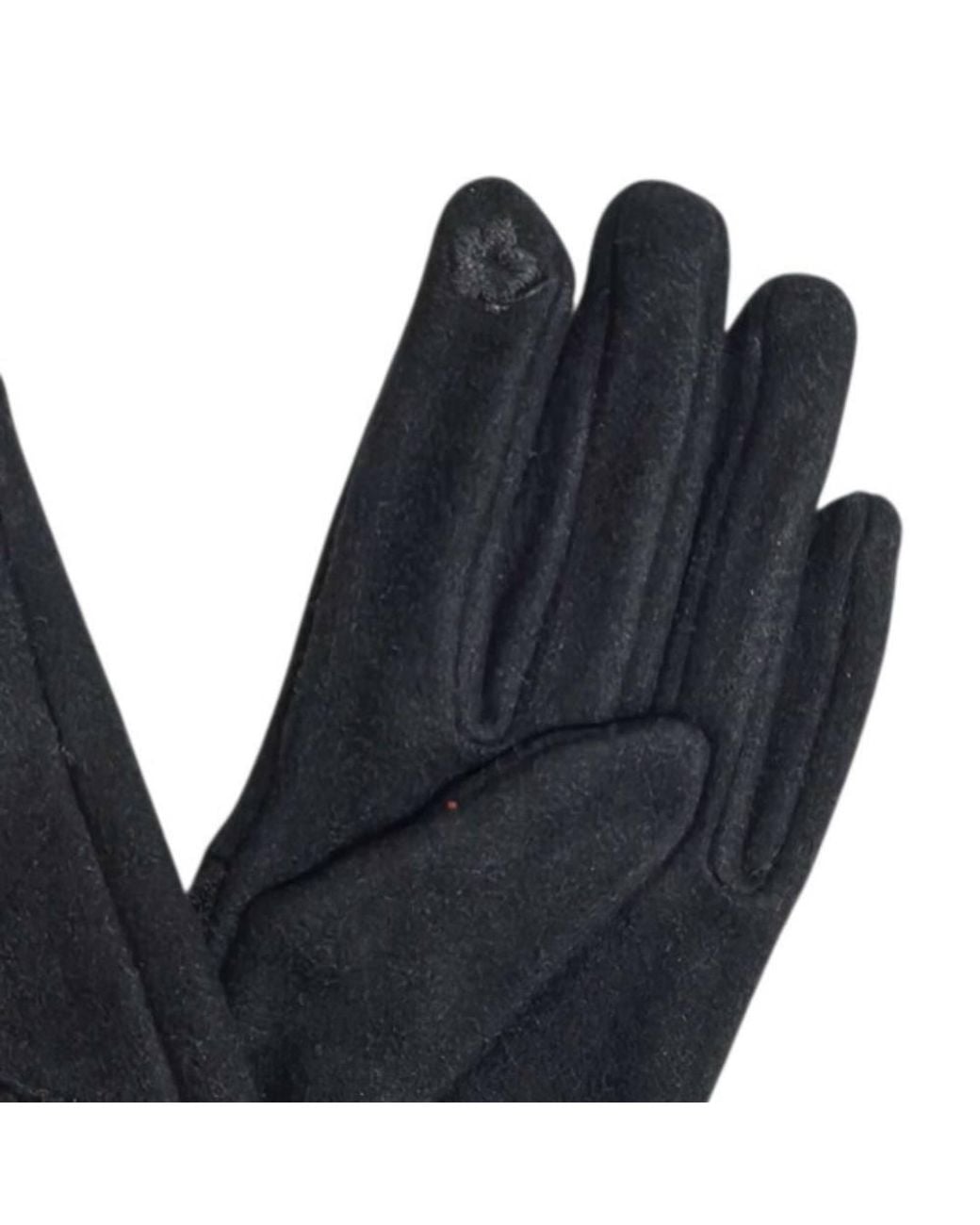 Love EMVY Blue Cashmere Blend Gloves With Button Detailing