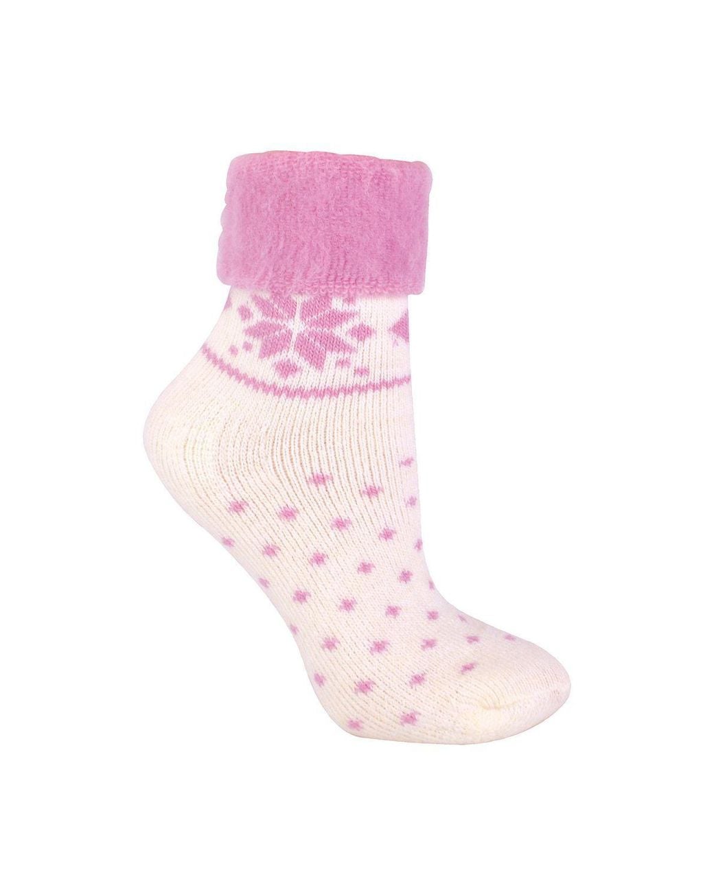 Sock Snob Pink 1 Pack Soft Warm Wool Bed Socks With Fairisle Design