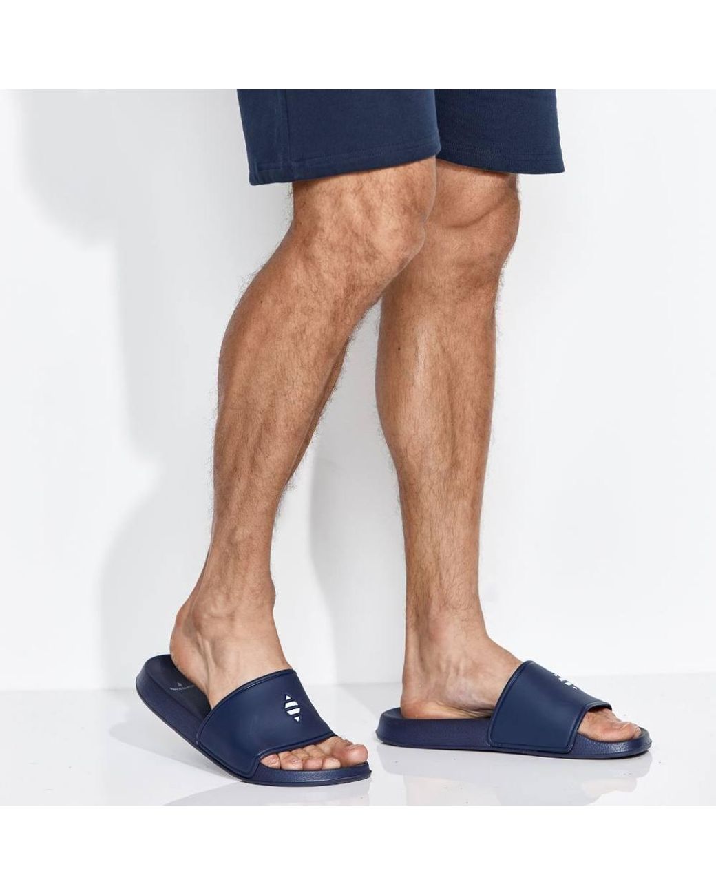 Panos Emporio Blue Slide Sandal/ With Logo Middle Front