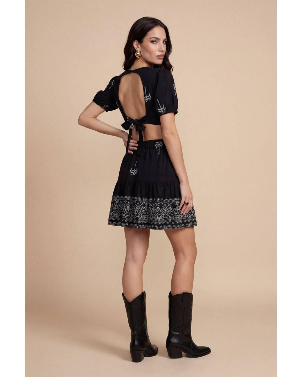 Urban Bliss Black Open Back Tiered Mini Dress