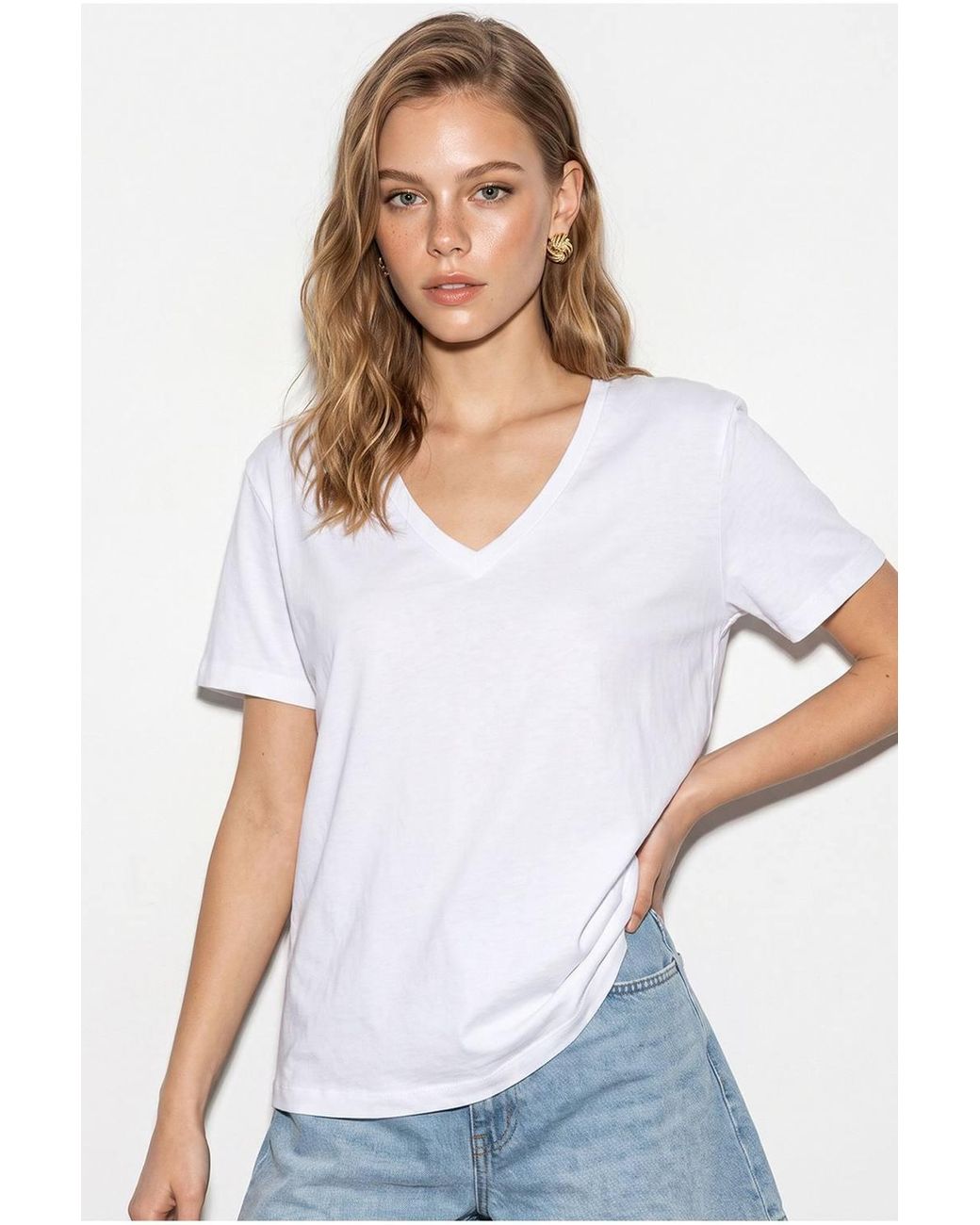 Bianco Lucci White Cotton T-Shirt