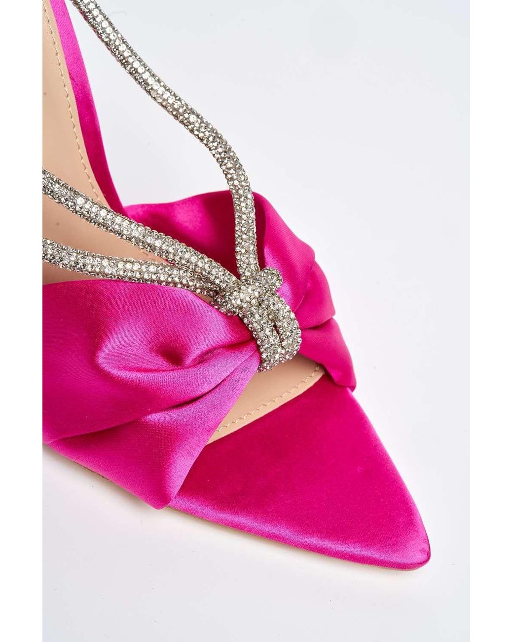 Miss Diva Pink Tanulia Diamante Straps Perspex Stiletto Heel Pointed Toe Mules