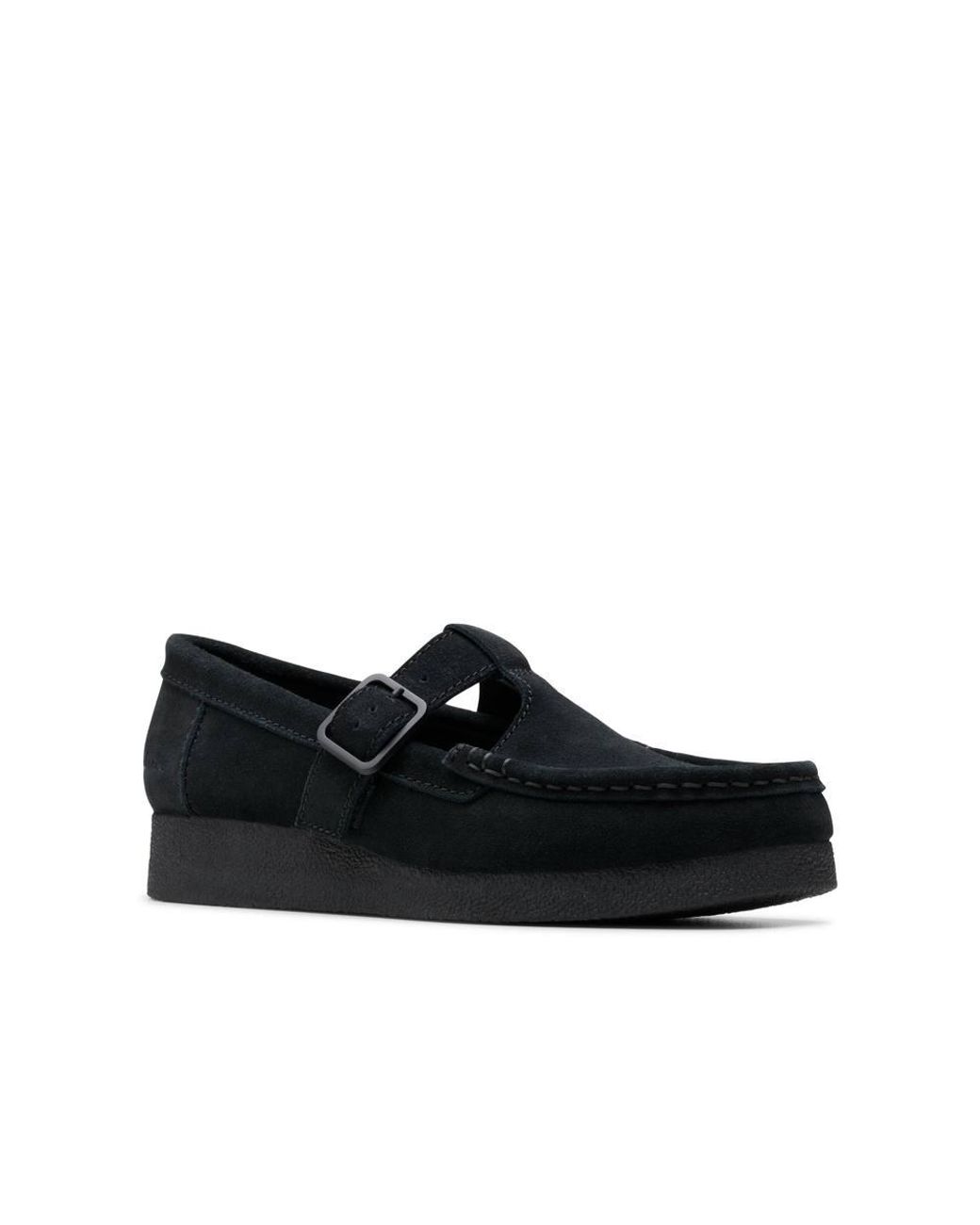 Clarks Black Wallabee Evo Bar Suede T Bar Shoes, Wallabee