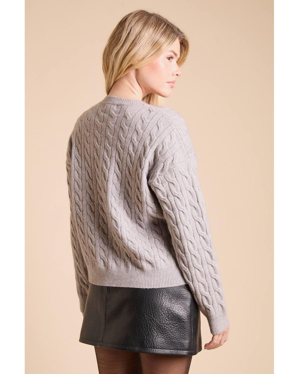 Dorothy Perkins Gray Embellished Cable Knit Jumper