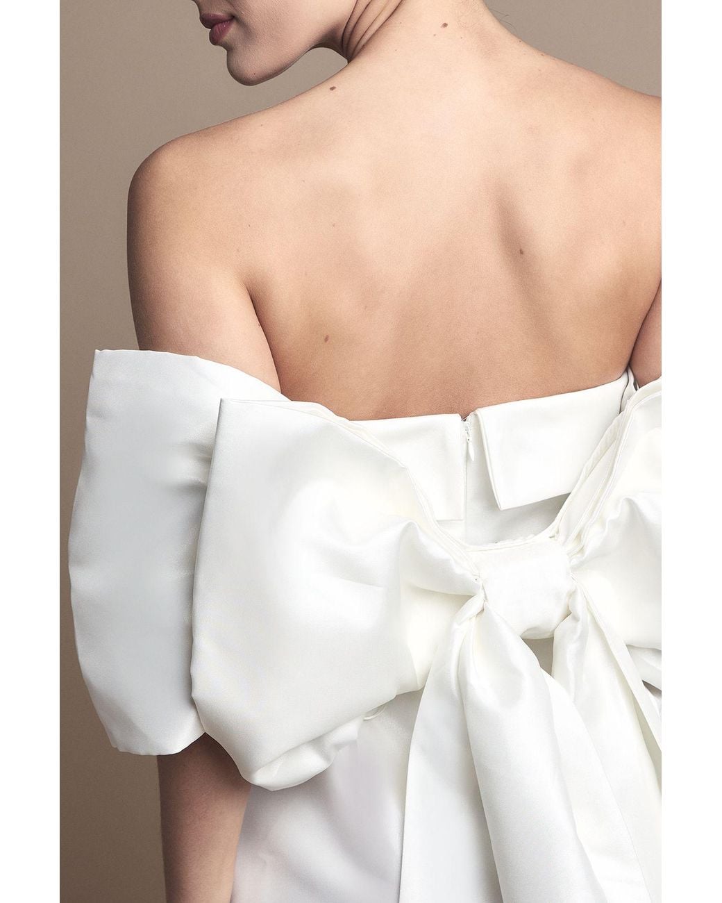 Coast Brown Strapless Minimal Twill Mini Wedding Dress