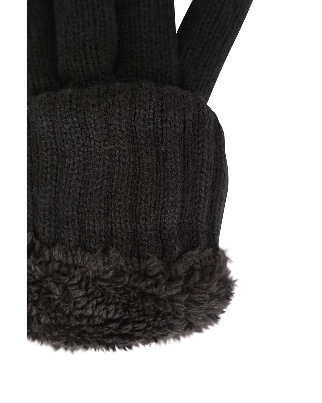 Mountain Warehouse Black Extra Warm & Cosy Isotherm Knitted Comfortable Fur Lined Gloves for men