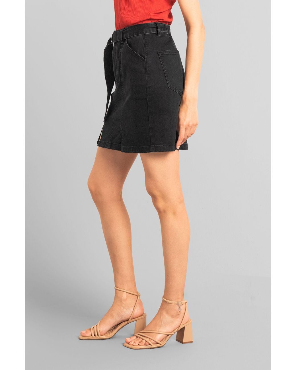 Enorsia Black Boyfriend's Love Split Front Denim Skirts