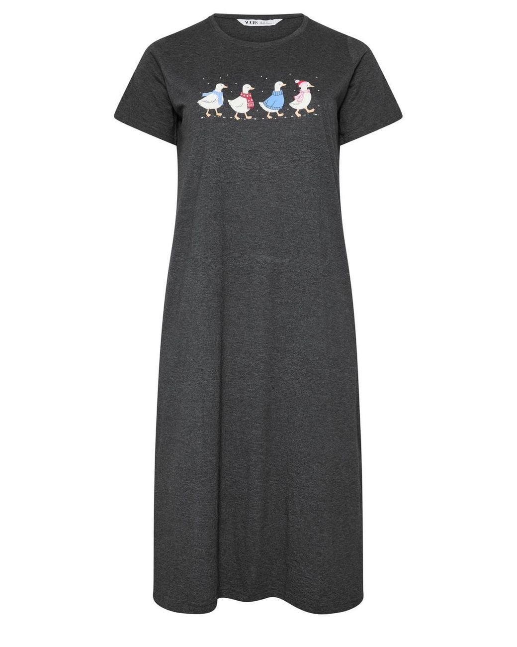Yours Gray Geese Print Midaxi Nightdress