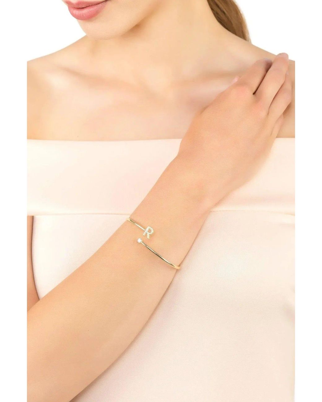 Latelita London White Initial Bangle R