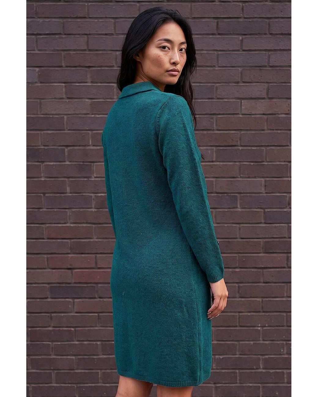 Roman Gray Petite Collared Knit Shift Dress