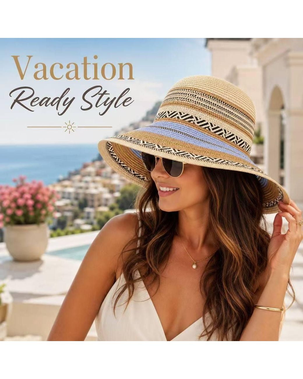BluCore Natural Wide Brim Woven Summer Hat